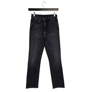 MOTHER High Waisted Rascal Ankle Snippet High‎ Rise Straight Leg Black Jeans 25